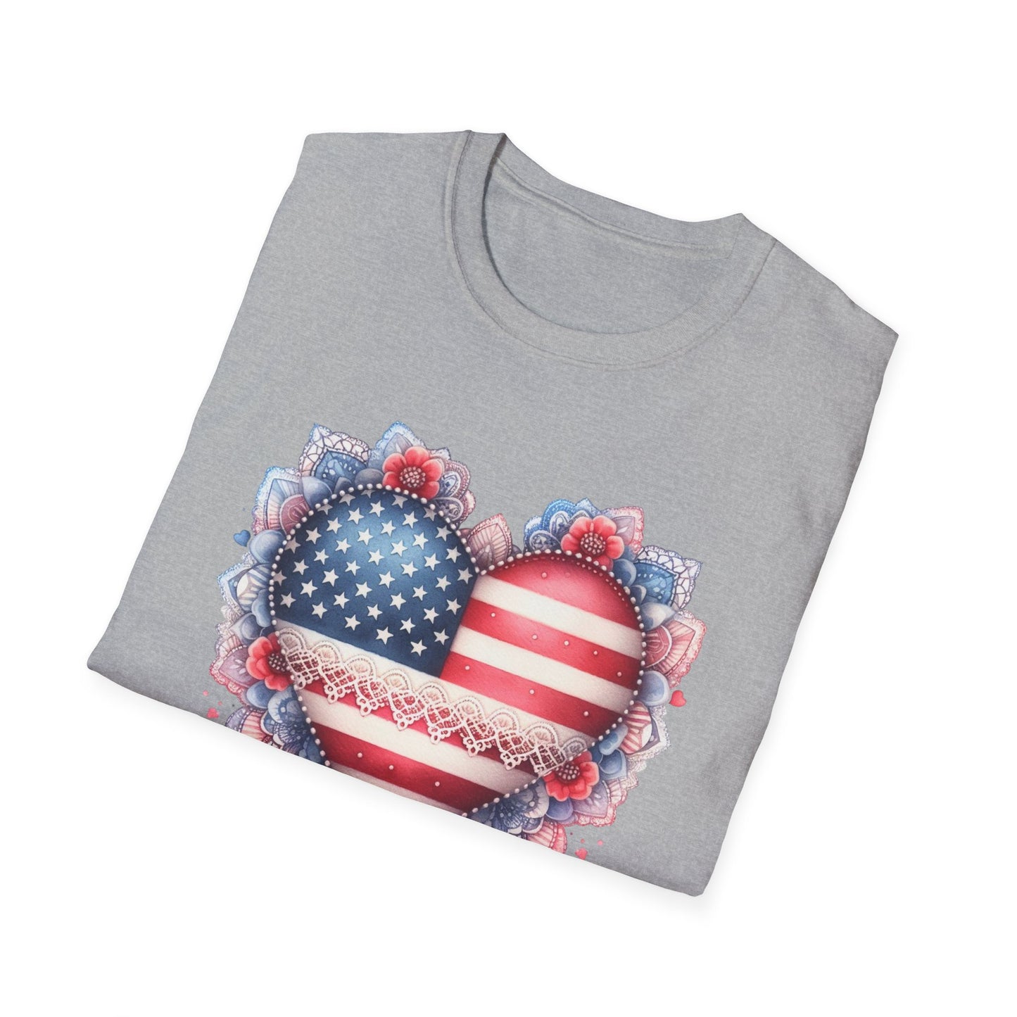 Americana American Flag Heart Unisex Cotton Tee