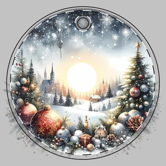 Customizable Winter Church Ceramic Christmas Ornament