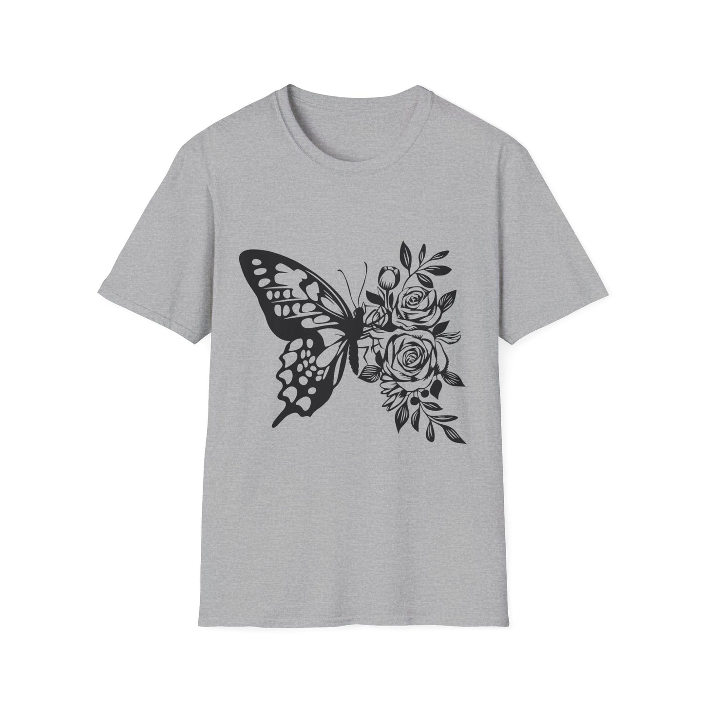 Butterfly and Roses Unisex Cotton Tee