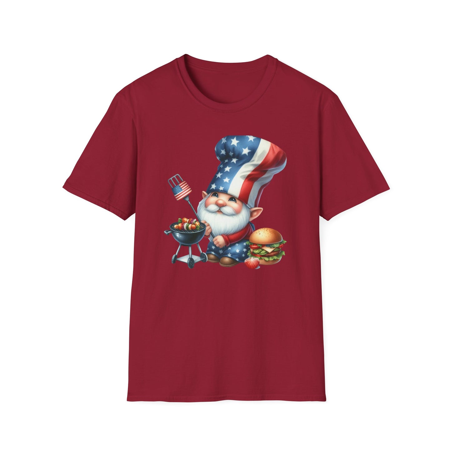 Patriotic BBQ Gnome Unisex Cotton Tee