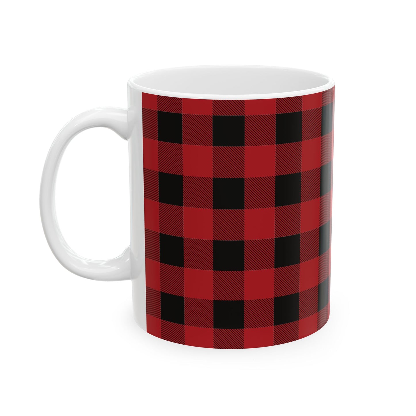 Red and Black Plaid Ceramic Mug