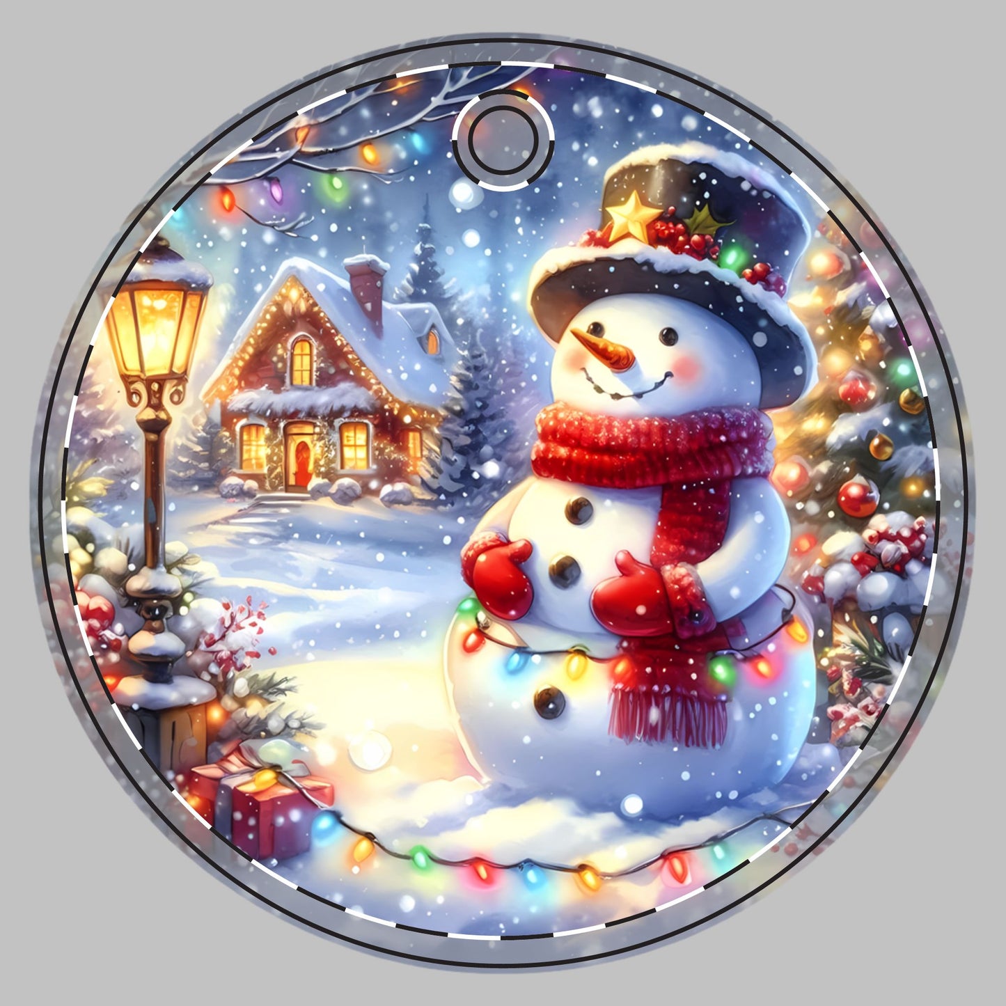Customizable Snowman Ceramic Christmas Ornament