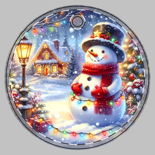 Customizable Snowman Ceramic Christmas Ornament