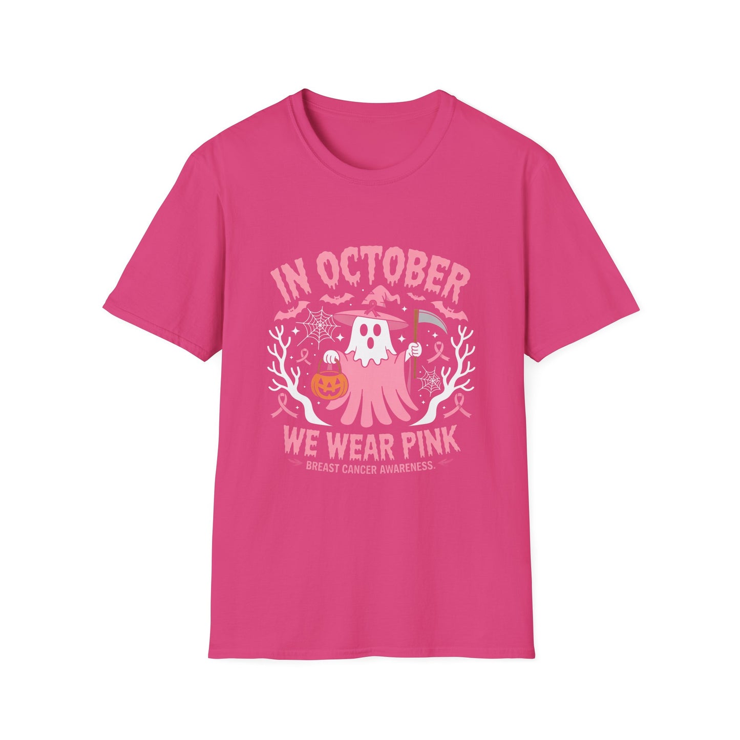 In October We Wear Pink Ghost Breast Cancer Awareness Tee