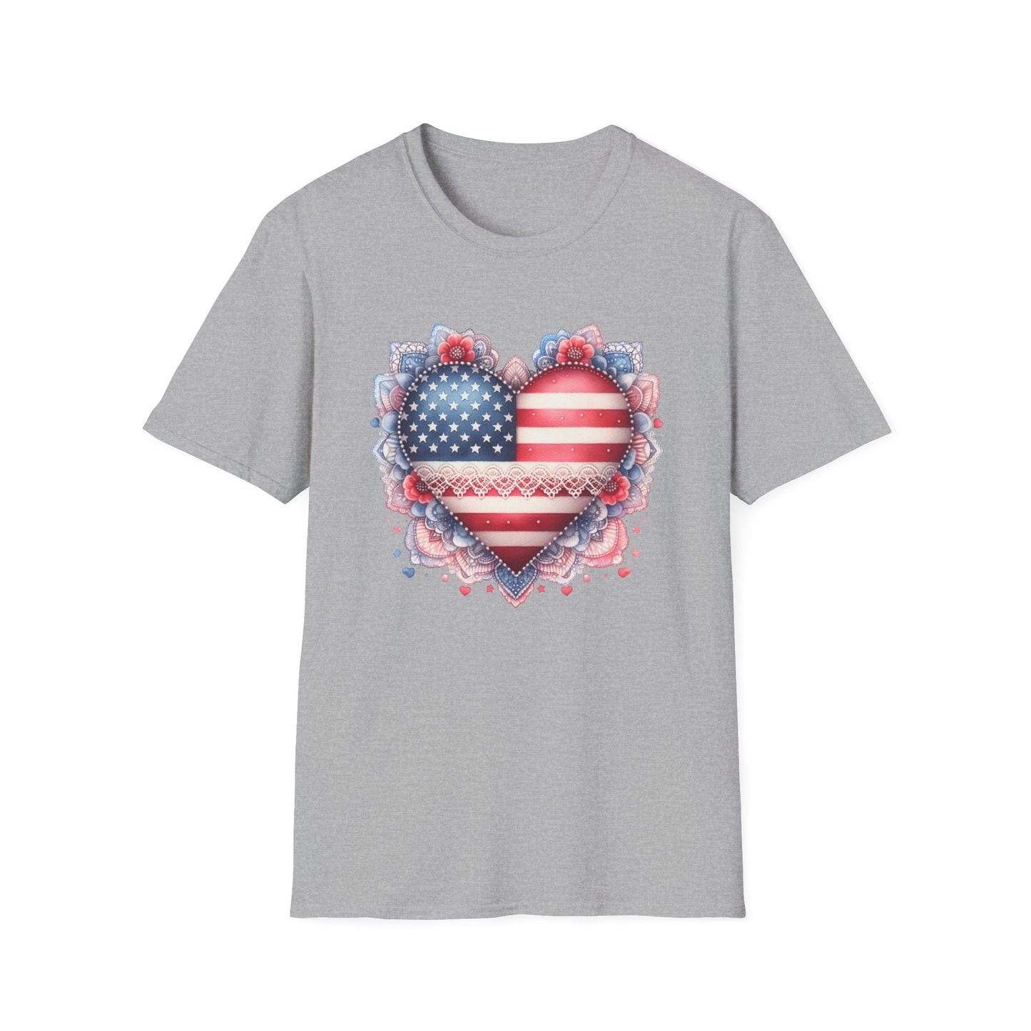 Americana American Flag Heart Unisex Cotton Tee