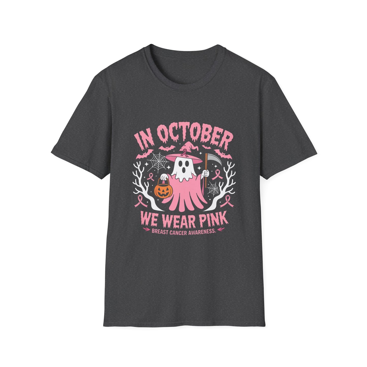 In October We Wear Pink Ghost Breast Cancer Awareness Tee