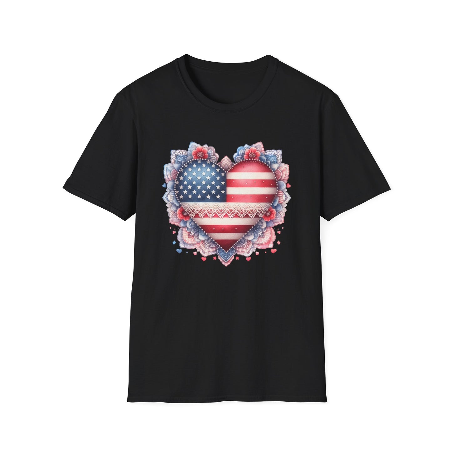 Americana American Flag Heart Unisex Cotton Tee