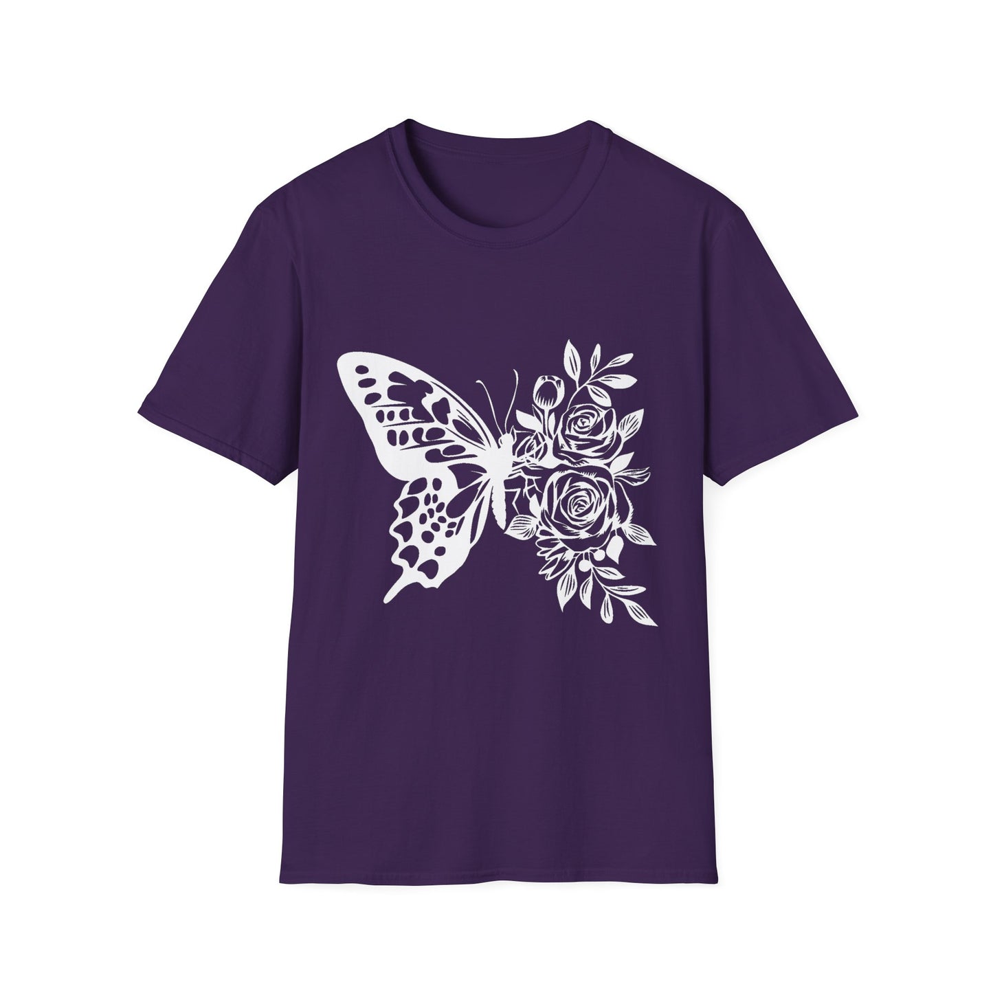 Butterfly and Roses Unisex Cotton Tee
