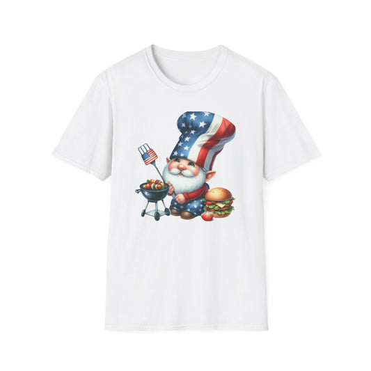 Patriotic BBQ Gnome Unisex Cotton Tee