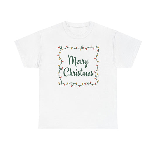 Merry Christmas Lights Unisex Heavy Cotton Tee